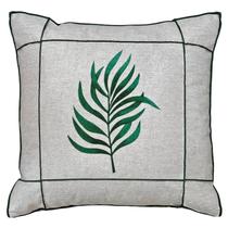 Capa Almofada Linho Folha Limão Flor Verde C/ Drapeado 45x45