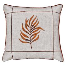 Capa Almofada Linho Folhagem Flor Terracota Drapeada 45x45 Capa Almofada Linho Folhagem Flor Terracota Drapeada 45x45
