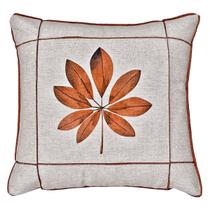 Capa Almofada Linho Folhagem Flor Terracota Drapeada 45x45 Capa Almofada Linho Folhagem Flor Terracota Drapeada 45x45