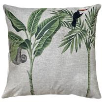 Capa Almofada Linho Luxo Animais Onça Preguiça Tucano 45x45 Capa Almofada Linho Luxo Animais Onça Preguiça Tucano 45x45
