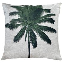 Capa Almofada Linho Luxo Bege Coqueiro Árvore Floresta 45x45