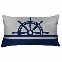 Capa Almofada Linho Remos Timão Âncora Navio Azul e Verm 30x50 Capa Almofada Linho Remos Timão Âncora Navio Azul e Verm 30x50
