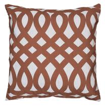 Capa Almofada Linho Rústico Geometria Grega Marrom Crú 45x45