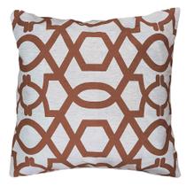 Capa Almofada Linho Rústico Geometria Grega Marrom Crú 45x45