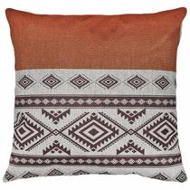 Capa Almofada Linho Tribal Geometrias Terracota Preto 43x43