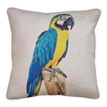 Capa Almofada Pássaro Arara Canindé Tecido Linho Bege 43x43