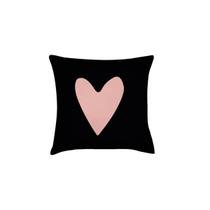 Capa Almofada Preta Coracao Rosa 40cm Facil Lavar 1un