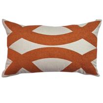 Capa almofada retangular baguete linho bordada terracota 30x50 Capa almofada retangular baguete linho bordada terracota 30x50