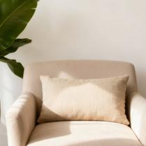 Capa almofada retangular linho bege cru 30x50cm