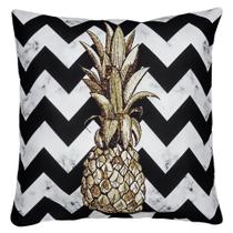 Capa Almofada Sarja Abacaxi Chevron Decor Sala Sofá Cozinha