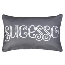 Capa Almofada Sarja Baguete 30x50 C/ 2 Frases Sucesso Cinza Capa Almofada Sarja Baguete 30x50 C/ 2 Frases Sucesso Cinza