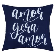 Capa Almofada Sarja Estampa Estilo Náutico e Geométrico Azul 45x45