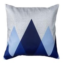 Capa Almofada Sarja Estampa Estilo Náutico e Geométrico Azul 45x45