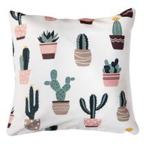 Capa Almofada Sarja Estampa Temática Lhamas e Cactos 45x45