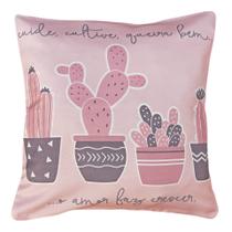 Capa Almofada Sarja Estampa Temática Lhamas e Cactos 45x45