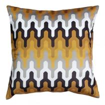 Capa Almofada Sarja Estampa Zig Zag Mosaico Amarela 45x45