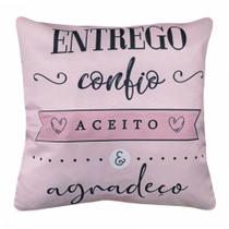 Capa Almofada Sarja Frases Delicada Rosa Sofá Cama 45x45