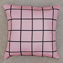 Capa Almofada Sarja Geométrica Rosa Sofá Cama 45x45