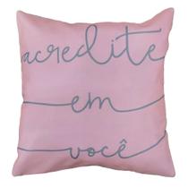 Capa Almofada Sarja Sala Quarto Frases Rosa 45x45