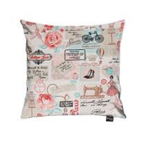 Capa Almofada Tecido Estampado Retrô Rosa D61