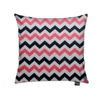 Capa Almofada Tecido Estampado Zig Zag Preto e Rosa D103 Capa Almofada Tecido Estampado Zig Zag Preto e Rosa D103