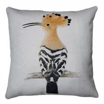 Capa Almofada Tecido Linho Ave Pássaro Poupa Hoopes 43x43 Capa Almofada Tecido Linho Ave Pássaro Poupa Hoopes 43x43