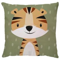 Capa Almofada Tigre Animal Floresta Verde Infantil Neo Sarja