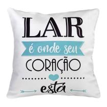 Capa Almofada Turquesa Estampada com Frase em Sarja 45x45