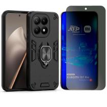 Capa Anel Armor Para Xiaomi 15T Pro + Pelicula Privacidade Cor:Preto Capa Anel Armor Para Xiaomi 15T Pro + Pelicula Privacidade Cor:Preto