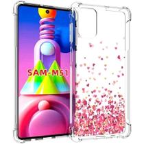 Capa Anti Choque Chuva de Corações Para Samsung Galaxy M51