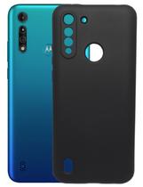 Capa Anti Impacto Aveludada Preta Para Moto G8 Power Lite