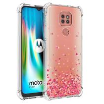 Capa Anti Impacto Corações Rosa Motorola Moto G9 Play