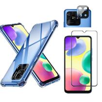 Capa Anti impacto e Película Vidro 3D e Película Câmera Compatível com Redmi 10A Capa Anti impacto e Película Vidro 3D e Película Câmera Compatível com Redmi 10A