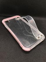 Capa anti-impacto em silicone com alça compatível com apple iphone xr (tela: 6.1") (4g) cor:transparente borda rosa clar Capa anti-impacto em silicone com alça compatível com apple iphone xr (tela: 6.1") (4g) cor:transparente borda rosa clar