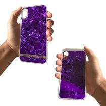 Capa anti-impacto em tpu com estampa compatível com apple iphone x / xs (tela: 5.8") (4g) cor:quartzo roxa com dourado Capa anti-impacto em tpu com estampa compatível com apple iphone x / xs (tela: 5.8") (4g) cor:quartzo roxa com dourado