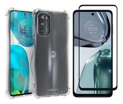 Capa Anti Impacto Para Moto G62 5g + Película De Vidro 3d Anti Queda Transparente
