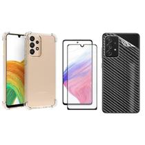 Capa Anti Impacto + Pelicula de Vidro 3D + Skin Verso Fibra de Carbono para Samsung Galaxy A33 5G