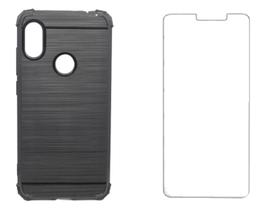 Capa Anti Impacto Preta Para Redmi Note 6 Pro + Pel. Vidro