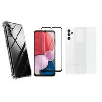 Capa Anti Impacto + Skin Verso Fibra de Carbono + Pelicula de Vidro 3D para Samsung Galaxy A14