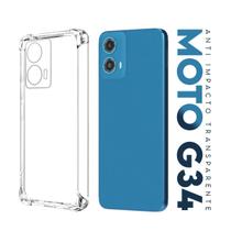 Capa Anti Impacto Transparente + Película De Ceramica Privacidade Fosca Para Moto G34 Xt2363 6.5