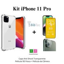 Capa Anti Impactos + Película de Cerâmica Fosca + Película Câmera Traseira para Iphone 11 Pro