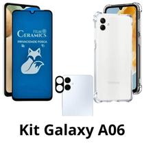 Capa Anti Impactos + Película Fosca Privacidade + Película de Câmera para Samsung Galaxy A06