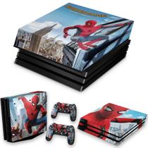Capa Anti Poeira e Skin Compatível PS4 Pro - Spiderman - Homem Aranha Homecoming