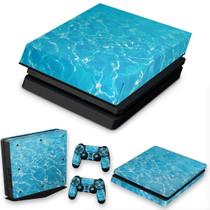 Capa Anti Poeira e Skin Compatível PS4 Slim - Aquático Água