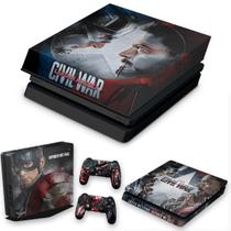 Capa Anti Poeira e Skin Compatível PS4 Slim - Capitão America - Guerra Civil - Pop Arte Skins