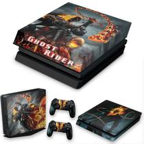 Capa Anti Poeira e Skin Compatível PS4 Slim - Ghost Rider B - Pop Arte Skins