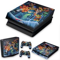Capa Anti Poeira e Skin Compatível PS4 Slim - Megaman Legacy Collection