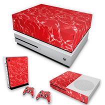 Capa Anti Poeira e Skin Compatível Xbox One S Slim - Aquático Água Vermelha