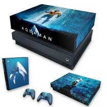 Capa Anti Poeira e Skin Compatível Xbox One X - Aquaman - Pop Arte Skins