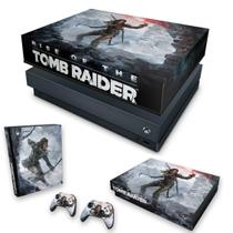 Capa Anti Poeira e Skin Compatível Xbox One X - Rise Of The Tomb Raider